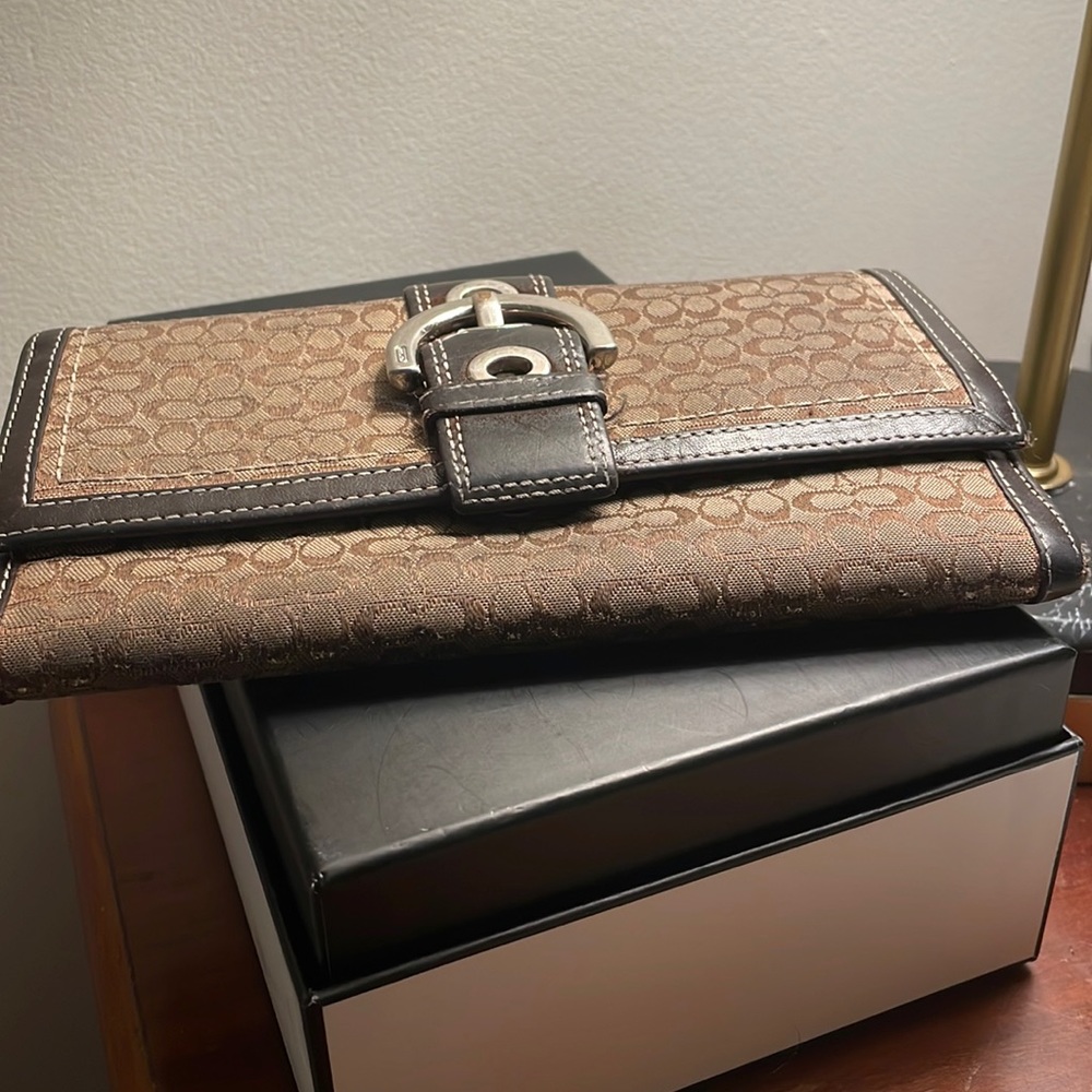 Coach leather trim wallett